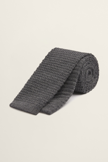 Grey Knitted Wool Tie