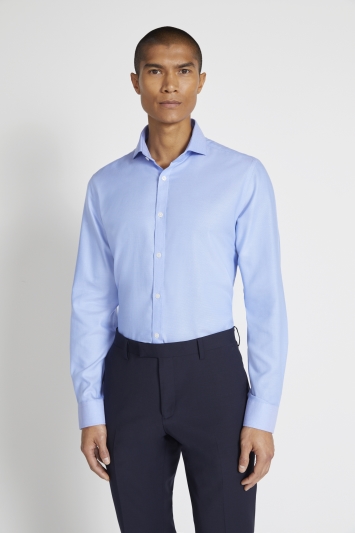 Slim Fit Mid Blue Royal Oxford Non-Iron Shirt