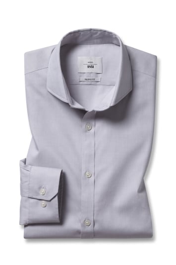 Slim Fit Grey Pinpoint Oxford Non-Iron Shirt
