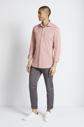 Slim Fit Pink Knit Shirt
