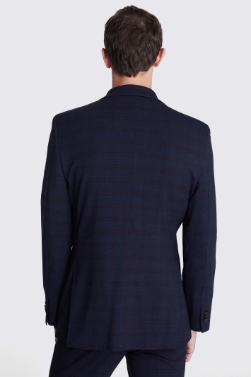 Tailored Fit Navy Red Check Jacket 