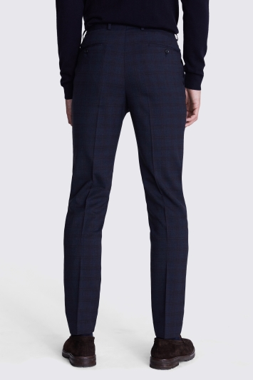 Tailored Fit Navy Check Trousers