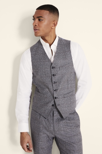 Slim Fit Grey Check Waistcoat