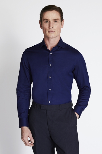 Tailored Fit Midnight Blue Single Cuff Alfeo Dobby Shirt