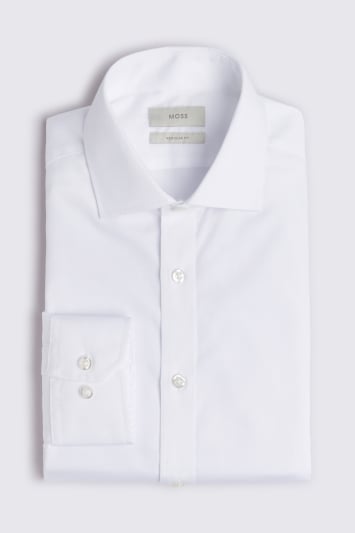 Tailored Fit White Single Cuff Dobby Shirt