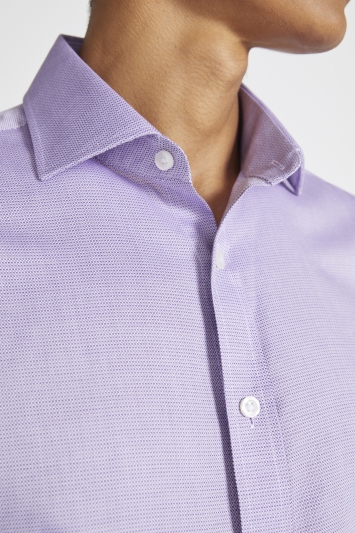 Regular Fit Single Cuff Two Colour Lilac Dobby Shirt