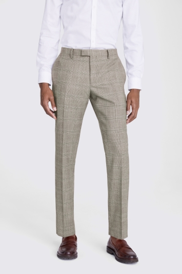 Tailored Fit Neutral Check Performance Trousers 