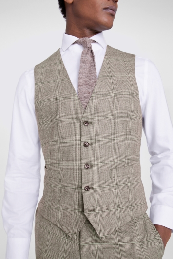 Performance Tailored Fit Neutral Check Waistcoat
