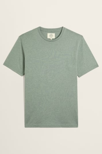 Sage Green Melange Crew-Neck T-Shirt
