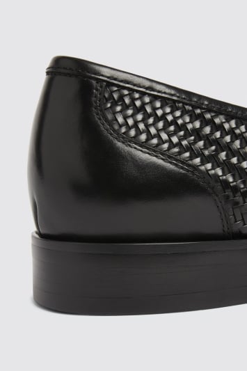 John White Duchy Black Woven Leather Loafer