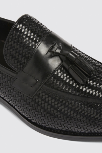 John White Duchy Black Woven Leather Loafer