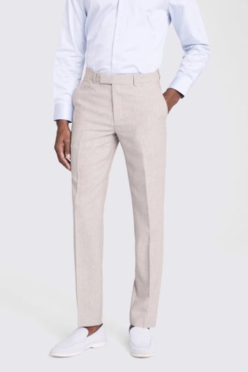 Tailored Fit Light Grey Herringbone Trousers