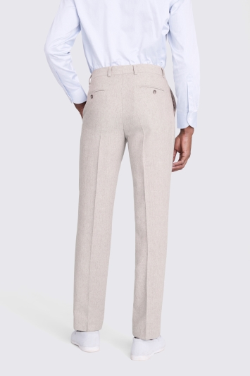 Tailored Fit Light Grey Herringbone Trousers