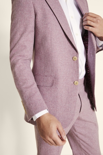 Tailored Fit Dusty Pink Herringbone Jacket