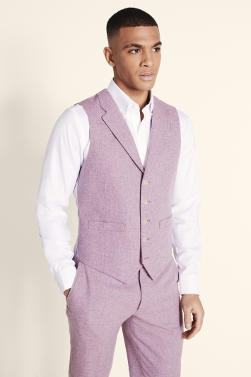 Tailored Fit Dusty Pink Herringbone Waistcoat