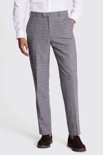 Regular Fit Grey Check Trousers 