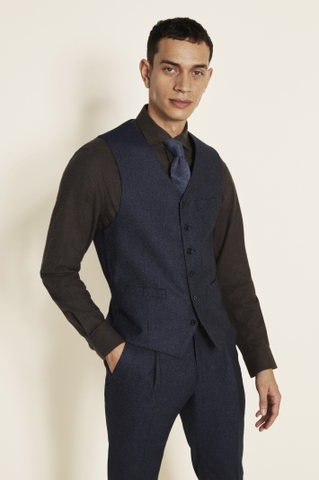 Slim Fit Blue Texture Waistcoat