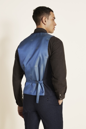 Slim Fit Blue Texture Waistcoat