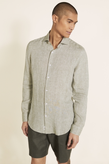 Tailored Fit Sage Long Sleeve Linen Shirt