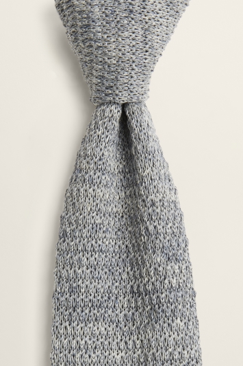 Sky Melange Knitted Linen Tie
