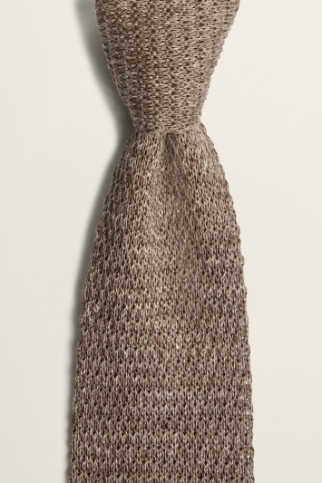Cappuccino Melange Knitted Linen Tie