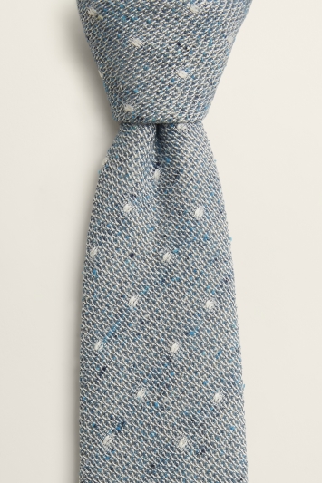 Sky Melange with White Spot Grenadine Silk Tie