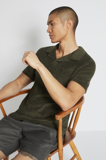 Olive Terry Towelling Polo Shirt