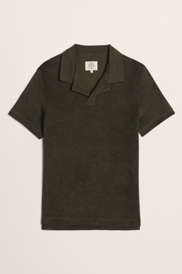 Olive Terry Towelling Polo Shirt