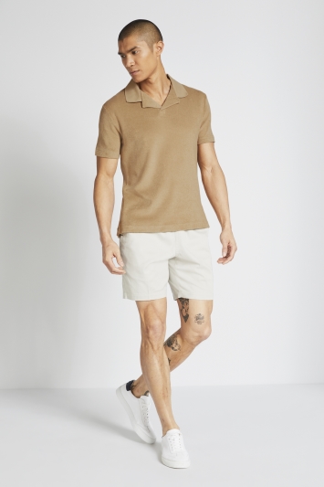 Camel Terry Towelling Polo Shirt