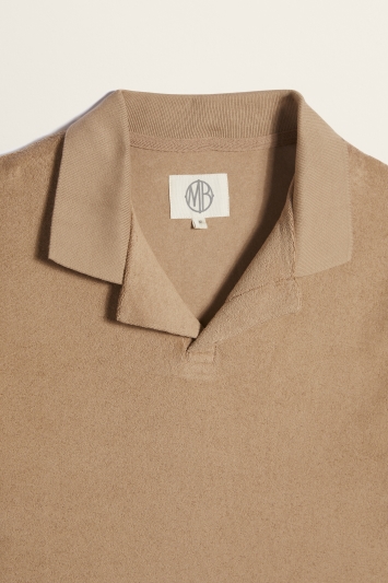 Camel Terry Towelling Polo Shirt