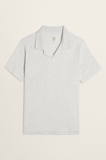 Grey Terry Towelling Polo Shirt
