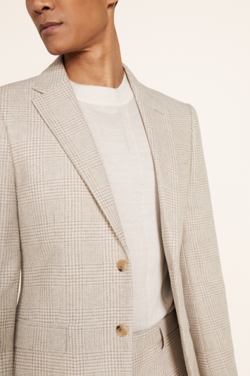 Slim Fit Off White Check Jacket