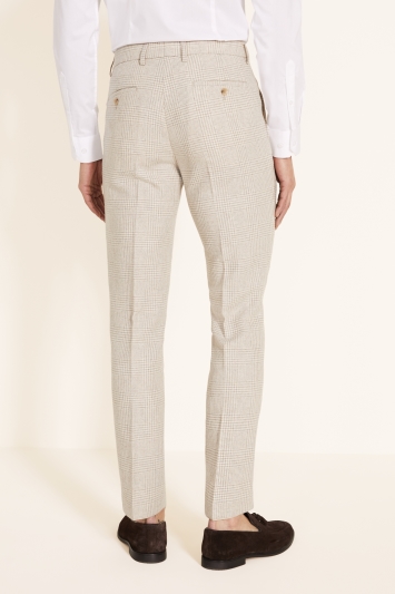 Slim Fit Off White Check Trousers 