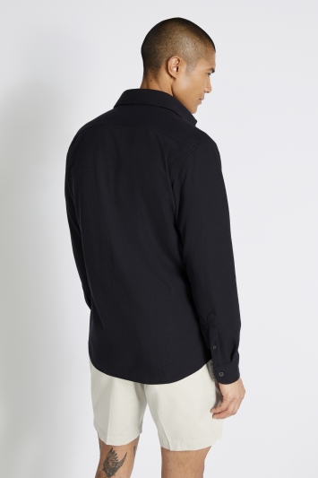 Tailored Fit Navy Knitted Overshirt