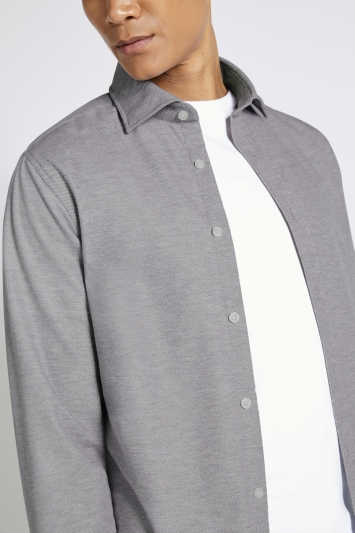 Tailored Fit Grey Knitted Overshirt