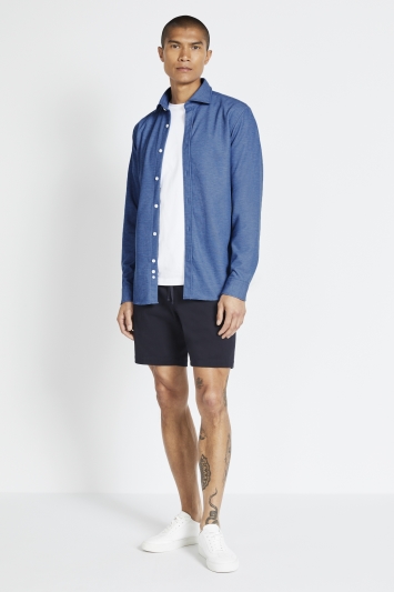 Tailored Fit Blue Knitted Overshirt