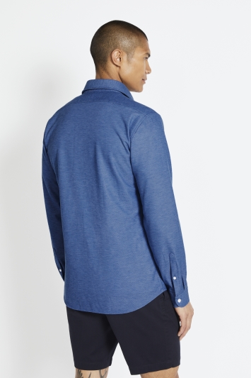 Tailored Fit Blue Knitted Overshirt