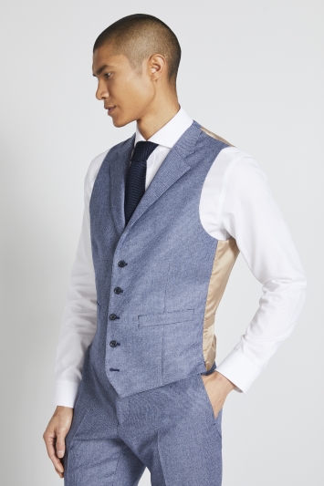 Tailored Fit Blue Puppytooth Waistcoat