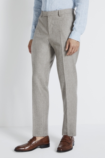 Tailored Fit Taupe Flannel Trousers