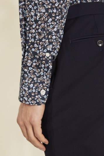 Tailored Fit Navy Floral Shirt