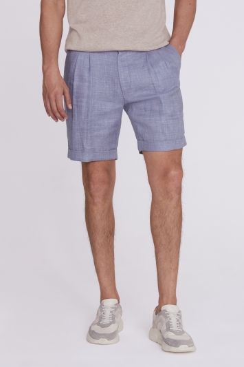 Light Blue Linen Formal Shorts