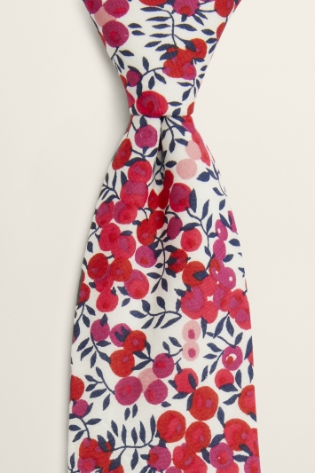 Red Berry Tie Made with Liberty Fabric