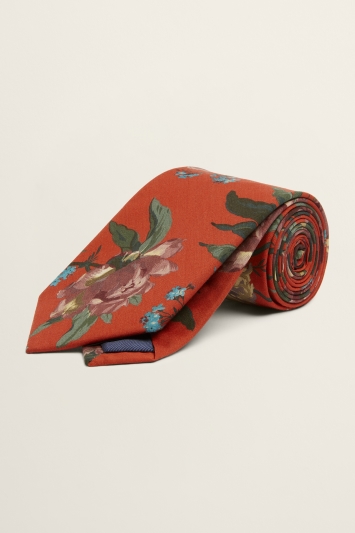 Red Floral Tie Made with Liberty Fabric