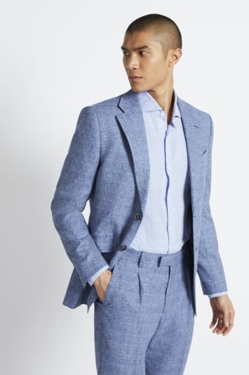 Italian Slim Fit Sky Blue Texture Jacket