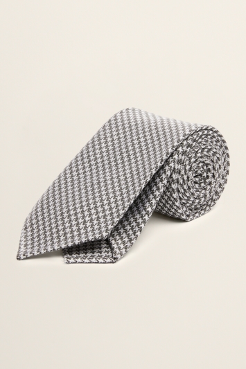 Silver Puppytooth Unlined 7-Fold Tie