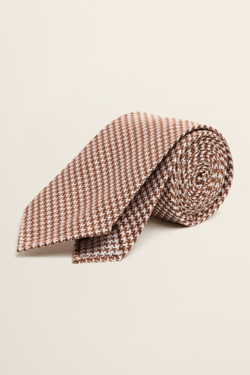 Bronze Puppytooth Unlined 7-Fold Tie