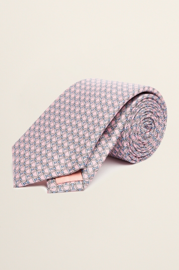 Ascot Pink Stirrup Print Silk Tie