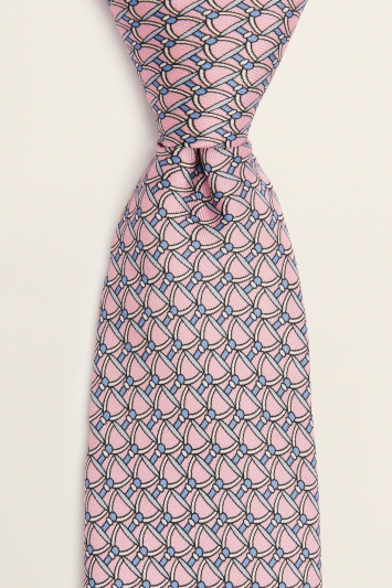 Ascot Pink Stirrup Print Silk Tie