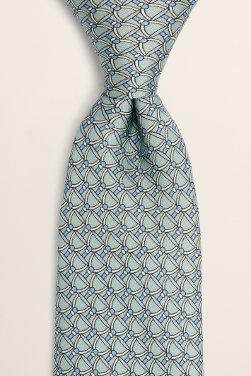 Ascot Sage Stirrup Print Silk Tie