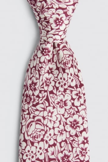 Mulberry Ornate Floral Print Silk Tie
